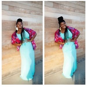 Long teal blue dress